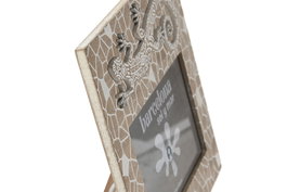 DKD Home Decor Marco de Fotos Boho Natural Blanco 20 x 19 x 1 cm (4 Unidades)