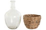 DKD Home Decor Jarrón de Cristal y Fibra Natural 3400ml
