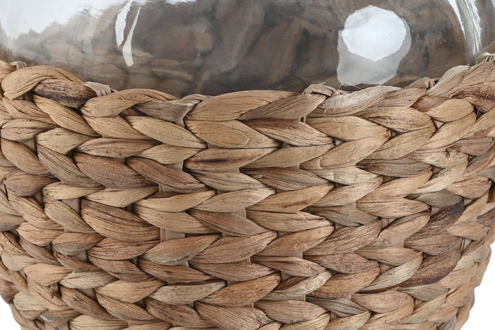DKD Home Decor Jarrón de Cristal y Fibra Natural 3400ml DKD Home Decor Jarrón de Cristal y Fibra Natural 3400ml