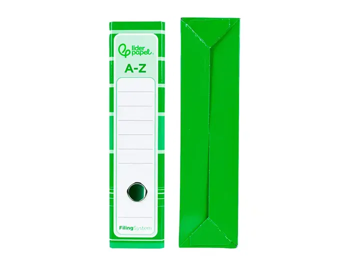 Liderpapel Archivador de Palanca A4 Filing System Forrado Lomo 80mm Verde con Caja y Compresor Metálico
