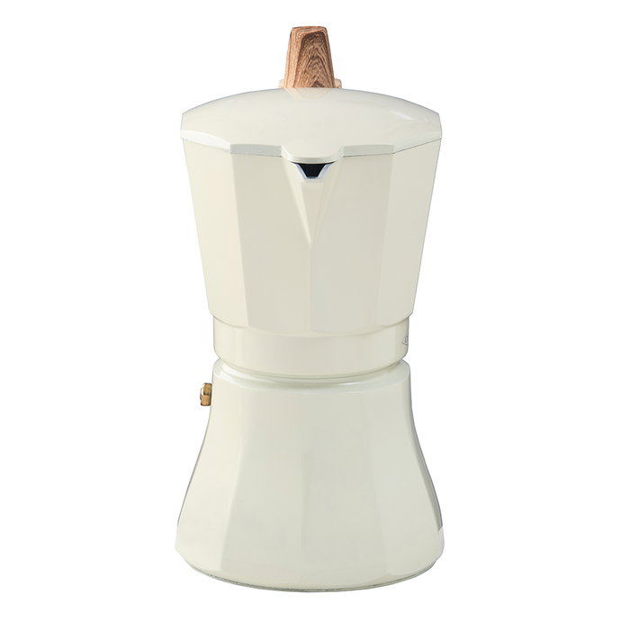 Oroley Cafetera Petra de Aluminio 6 Tazas Color Crema para Inducción, Gas, Vitro y Eléctrica