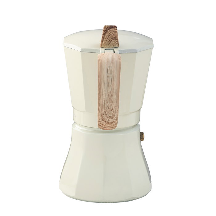 Oroley Cafetera Petra de Aluminio 6 Tazas Color Crema para Inducción, Gas, Vitro y Eléctrica