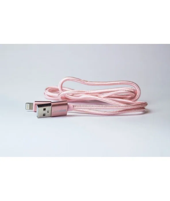 Eightt Cable Lightning a USB A de 1m, Nylon Trenzado, Rosa