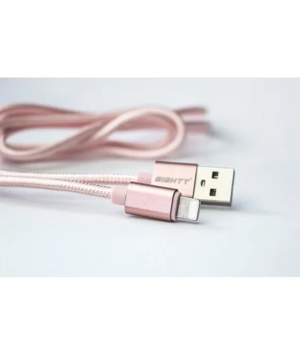 Eightt Cable Lightning a USB A de 1m, Nylon Trenzado, Rosa