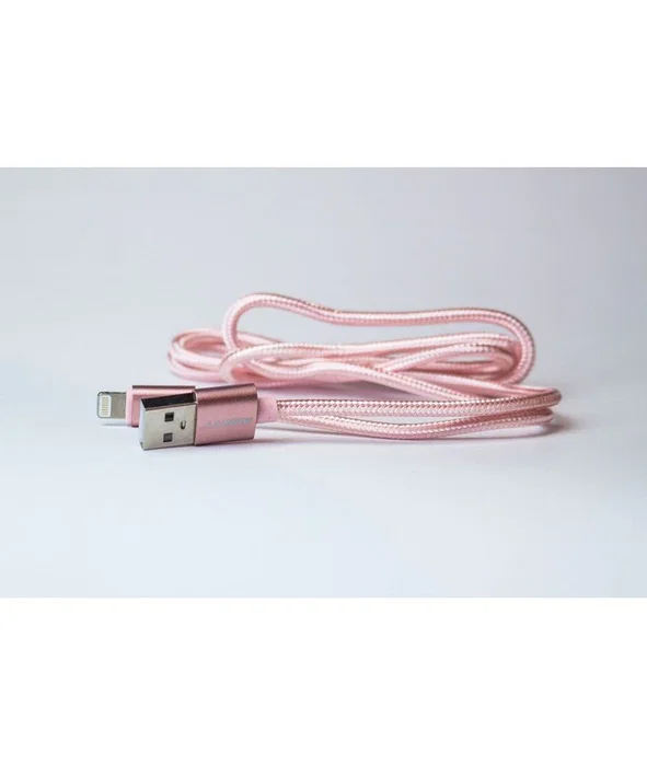Eightt Cable USB A a Lightning 1m ECI-2P/ECI-2G para iPhone, Nylon Trenzado Rosa, Carga y Datos USB 2.0, Conector Metálico
