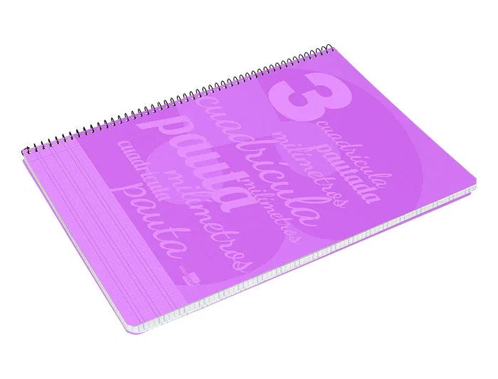 Liderpapel Cuaderno espiral folio pautaguia 80h 75gr cuadro pautado 3mm con margen color violeta