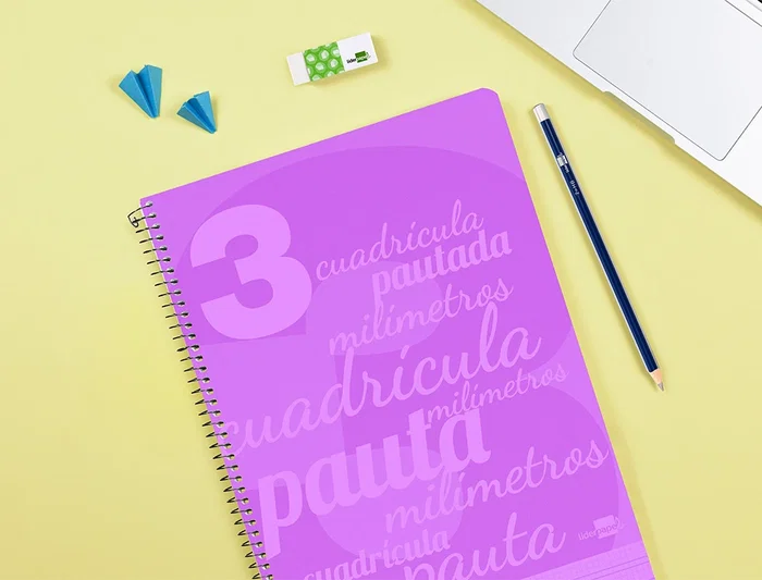 Liderpapel Cuaderno espiral folio pautaguia 80h 75gr cuadro pautado 3mm con margen color violeta
