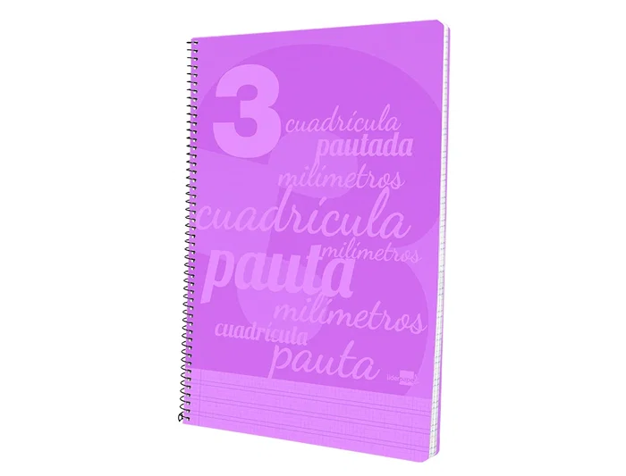 Liderpapel Cuaderno espiral folio pautaguia 80h 75gr cuadro pautado 3mm con margen color violeta