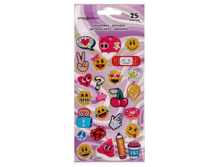 Imaginovo Pegatinas Diseños Surtidos Smiley con Brillo 214x100 mm en Blister