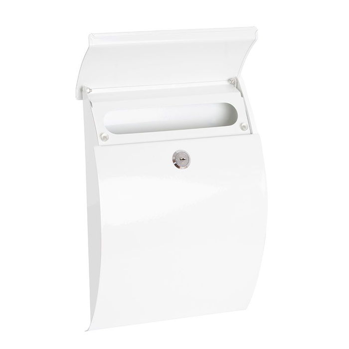 Arregui Buzón Individual Exterior Galán, Acero Galvanizado Lacado en Blanco, con Tarjetero y 2 Llaves, Tamaño S (A5), 21 x 7.5 x 29 cm, Puerta Vertical