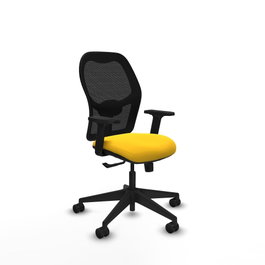 PIQUERAS Y CRESPO Alocén Silla de oficina con mecanismo sincro, malla negra y asiento amarillo