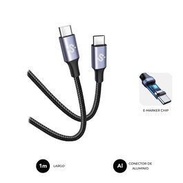 Subblim SUBCAB-C10010 Cable USB C a USB C 1m 100W Carga Rápida PD 3.0 QC 3.0 Compatible con iPhone Samsung MacBook iPad Pixel Color Blanco