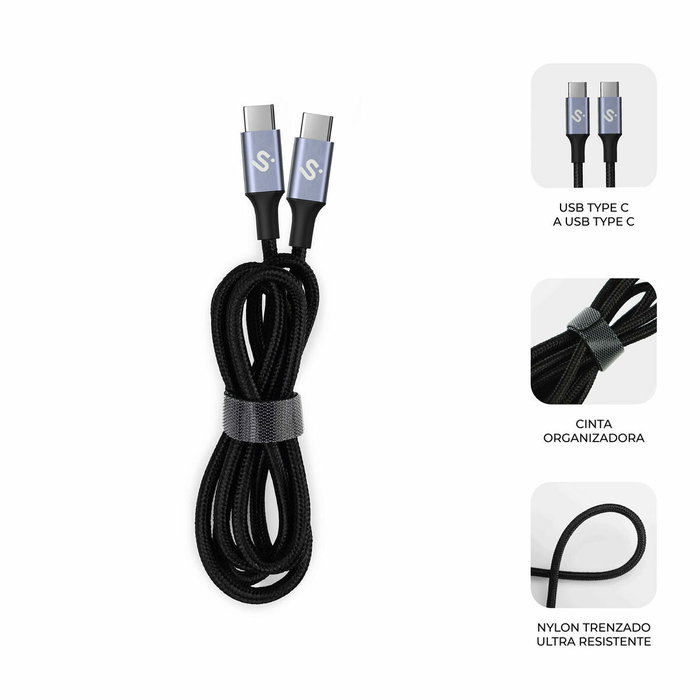 Subblim Cable USB-C a USB-C Plus 100W Blanco 1m