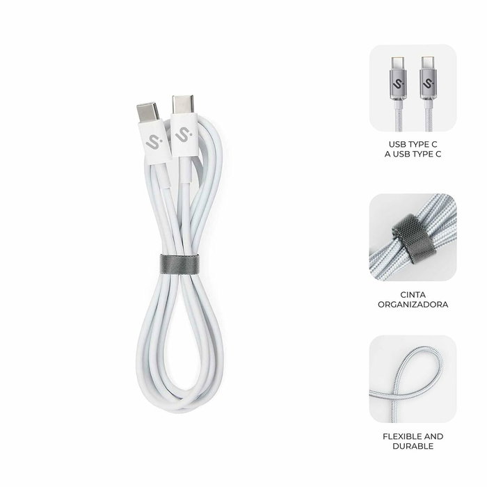 Subblim Cable USB-C a USB-C Plus 100W Blanco 1m