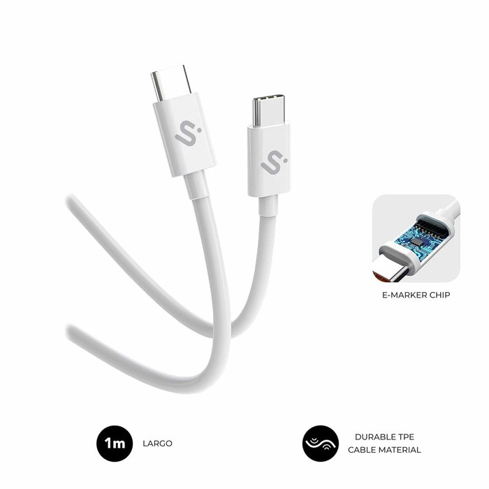 Subblim Cable USB-C a USB-C Plus 100W Blanco 1m