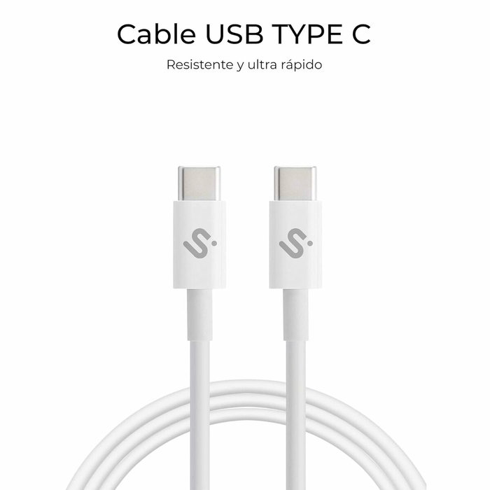 Subblim Cable USB-C a USB-C Plus 100W Blanco 1m