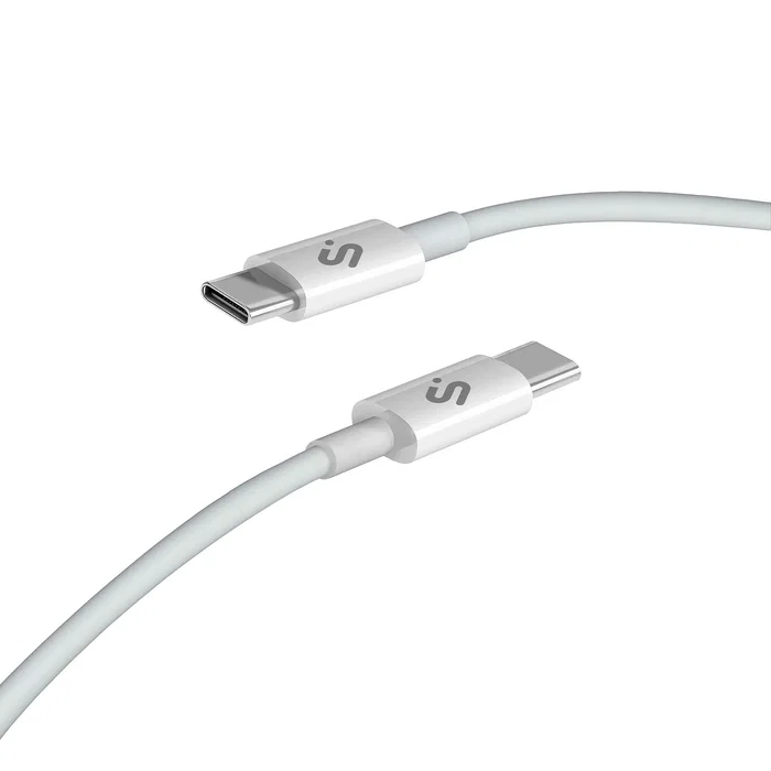 Subblim Cable USB-C a USB-C 100W 1m Blanco - Carga Rápida PD 3.0 y QC 3.0 con Chip E-Marker, Compatible con iPhone 15, Samsung Galaxy S24, MacBook Pro