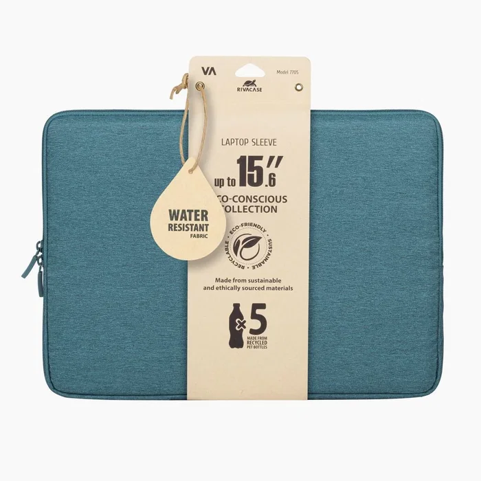 Rivacase Suzuka 7705 Funda para Portátil 39.6 cm (15.6") Color Aguamarina - Poliéster, Resistente al Agua, Polvo y Rayones, 170g