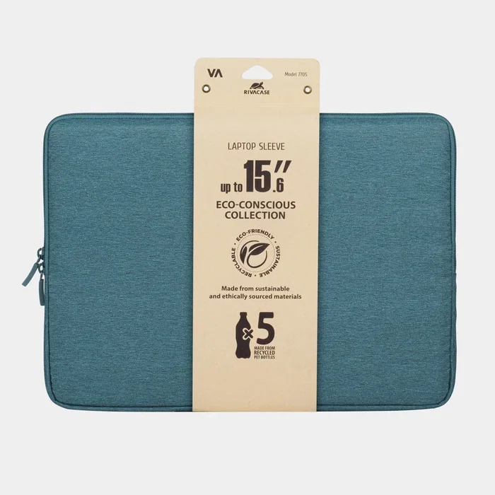 Rivacase Suzuka 7705 Funda para Portátil 39.6 cm (15.6") Color Aguamarina - Poliéster, Resistente al Agua, Polvo y Rayones, 170g