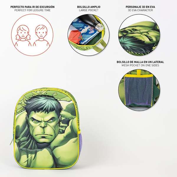 Cerdá Mochila Infantil 3D Avengers Hulk 25.0 x 31.0 x 10.0 cm