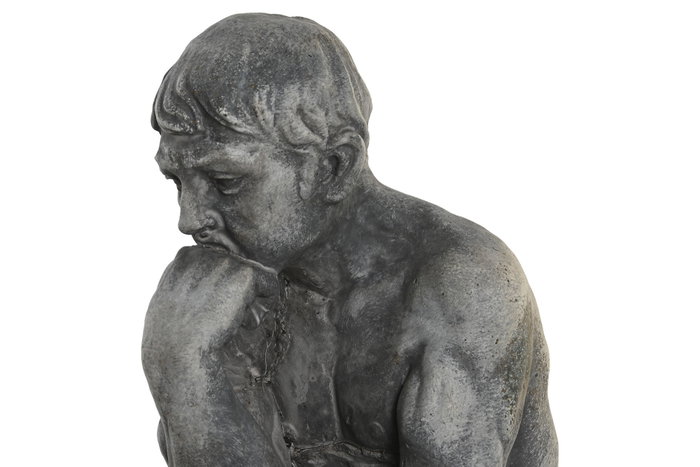 DKD Home Decor Figura de Cemento Pensador Desgastado Gris