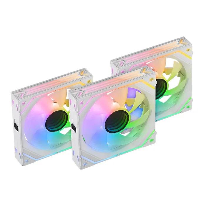 Mars Gaming MF-LINKFINITYKITW Kit de 3 Ventiladores de PC PWM de 120mm (12cm) Blanco ARGB Infinity Mirror 360° con Sistema Modular LINKFINITY y Controladora