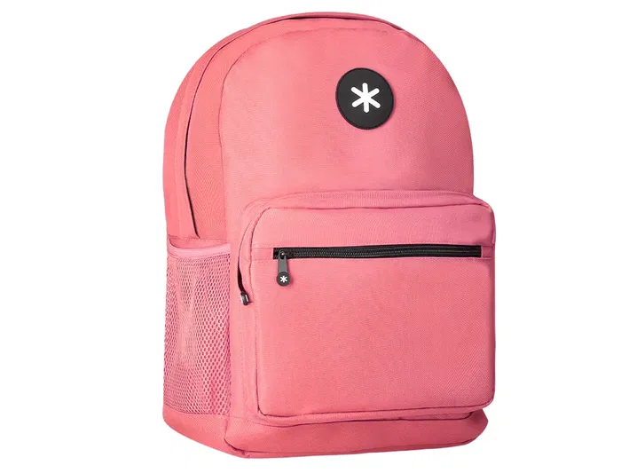 Antartik Mochila escolar con asa y bolsillo frontal con cremallera, color Coral, 320x140x430 mm