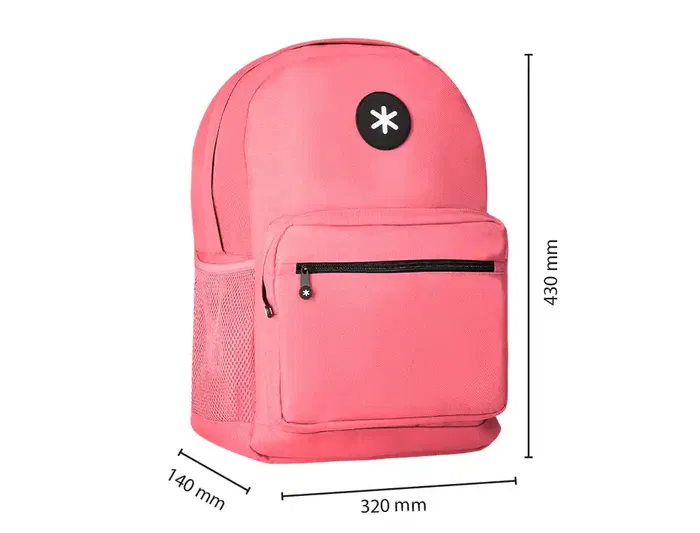 Antartik Mochila escolar con asa y bolsillo frontal con cremallera, color Coral, 320x140x430 mm