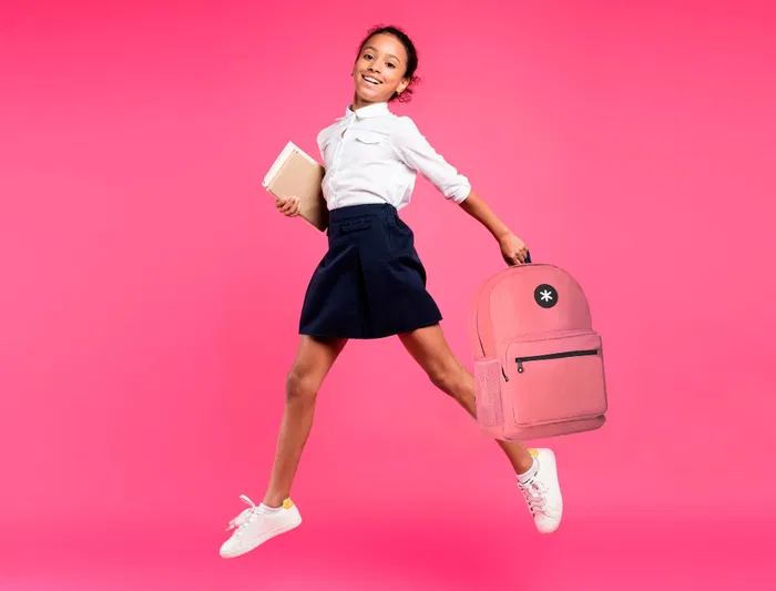 Antartik Mochila escolar con asa y bolsillo frontal con cremallera, color Coral, 320x140x430 mm