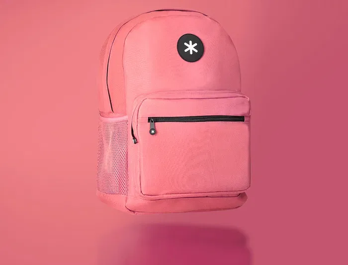 Antartik Mochila escolar con asa y bolsillo frontal con cremallera, color Coral, 320x140x430 mm