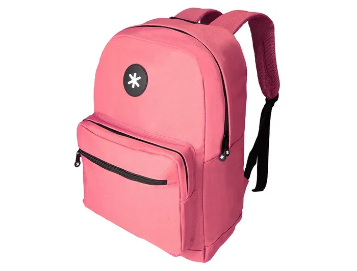 Antartik Mochila escolar con asa y bolsillo frontal con cremallera, color Coral, 320x140x430 mm