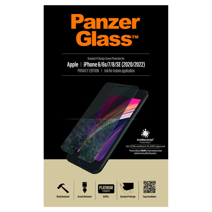 PanzerGlass Protector de Pantalla de Privacidad Super+ para iPhone 6, 6s, 7, 8 y SE (2020/2022) | Cristal Templado | Anti-Rayones | Anti-Huellas | Kit de Limpieza Incluido PanzerGlass Protector de Pantalla de Privacidad Super+ para iPhone 6, 6s, 7, 8 y SE (2020/2022) | Cristal Templado | Anti-Rayones | Anti-Huellas | Kit de Limpieza Incluido