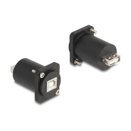 DeLOCK Módulo USB 2.0 Tipo-B hembra a Tipo-A hembra con tornillos, Negro
