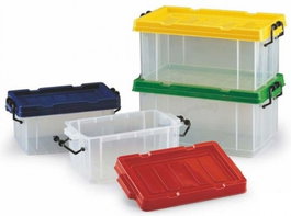 FAIBO Cajas multiusos 26x17x13cm polipropileno colores surtidos con cierre de asa