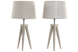 DKD Home Decor Lampara Sobremesa Sixties Beige Crema 30 x 57 x 30 cm (2 Unidades)