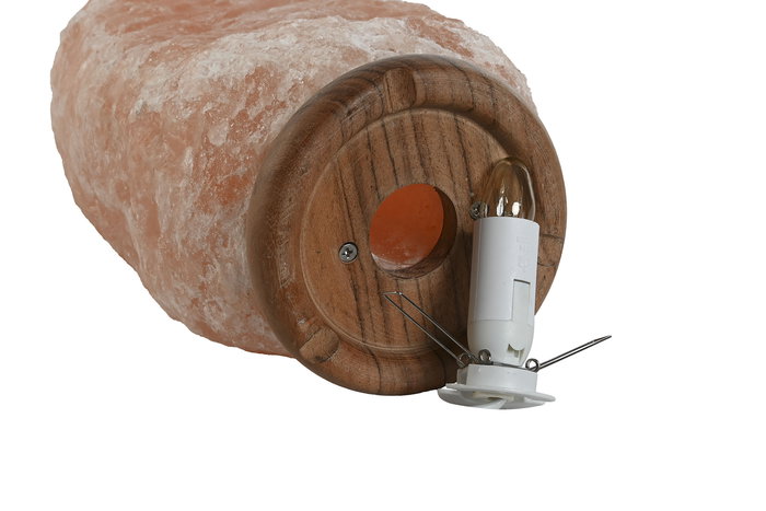 DKD Home Decor - Lámpara de Sal del Himalaya Sobremesa, Estilo Árabe, Rosa Natural, Incluye Bombilla E14, 17x35x17 cm