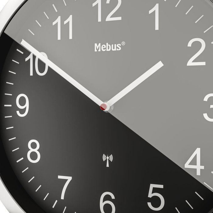 Mebus 19812 Reloj de pared analógico negro/plata