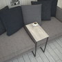 Hanah Home Sea Oak Mesa Auxiliar Industrial Roble Tablero Melamina Metal Ruedas 46x62x26cm