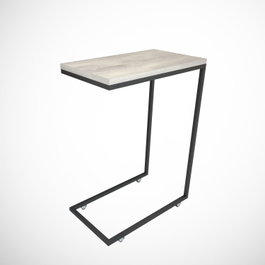 Hanah Home Sea Oak Mesa Auxiliar Industrial Roble Tablero Melamina Metal Ruedas 46x62x26cm