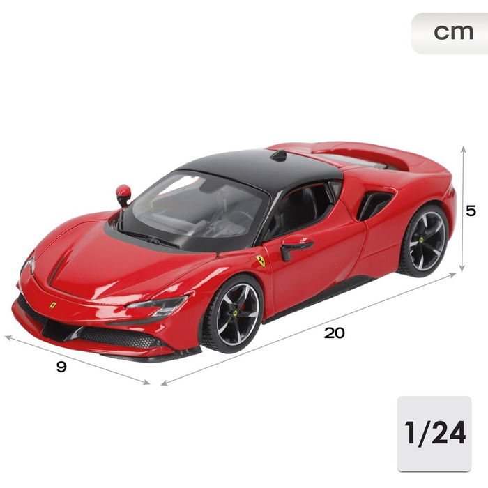 BURAGO Ferrari SF 90 Stradale Coche a Escala 1:24 con Apertura de Puertas Manual, Tamaño 24x12x10cm para +3 Años