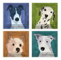 DKD Home Decor Cuadro MDF 50x50 Perrito Color Surtido de 4 Unidades