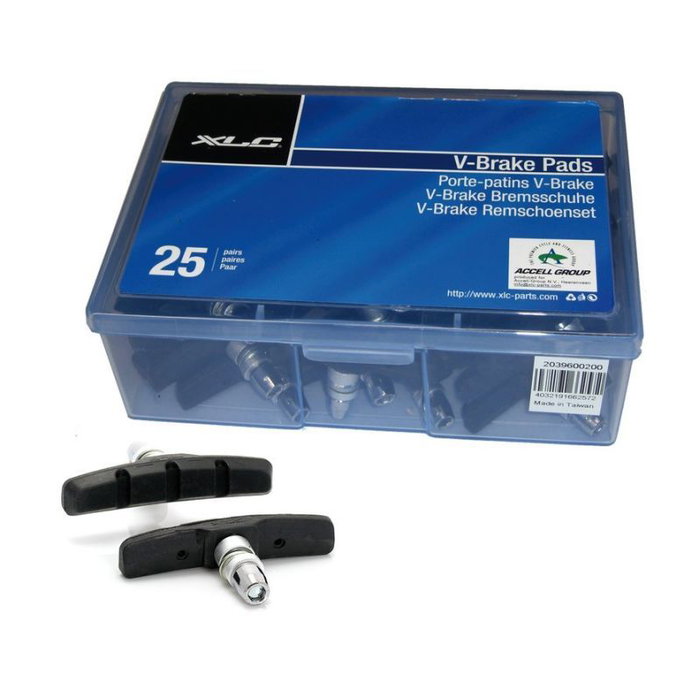 XLC BS-V01 Zapatas de freno V-Brake, 25 pares, montaje hilo XLC BS-V01 Zapatas de freno V-Brake, 25 pares, montaje hilo