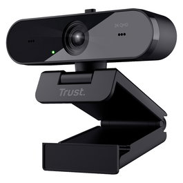 Trust TAXON Webcam QHD 2K 2560x1440p 30fps Autofoco Campo 92° Micrófono Dual USB Negro