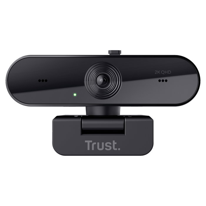 Trust TAXON Webcam QHD 2K 2560x1440p 30fps Autofoco Campo 92° Micrófono Dual USB Negro