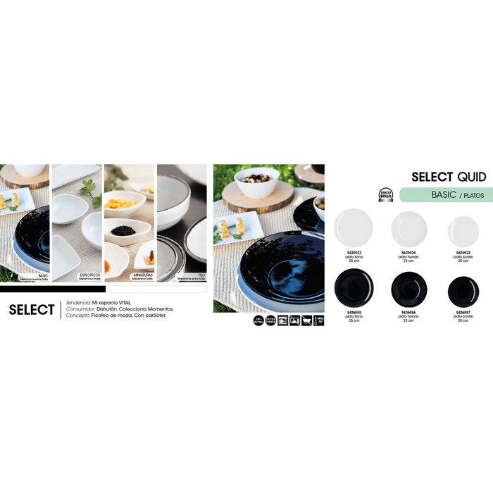Quid Plato Hondo Melamina Select Basic Negro 23 cm (24 Unidades) inevitable