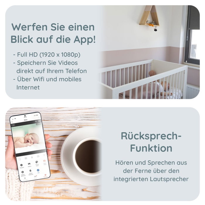 Alecto SMARTBABY5 Monitor de Bebé Wi-Fi con Cámara, Blanco