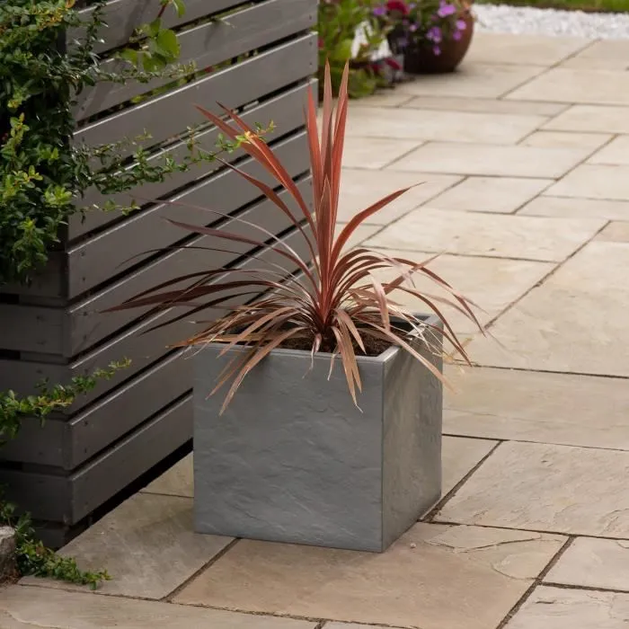 Strata STR5021711060423 Maceta Cuadrada Hendida L Ø38,5cm x 46,5cm H Color Ceniza