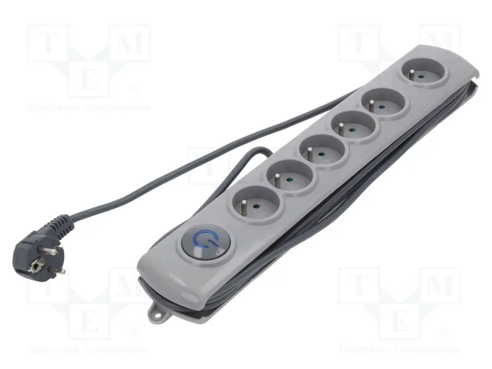 Qoltec Regleta de protección 6 tomas 3.0m gris