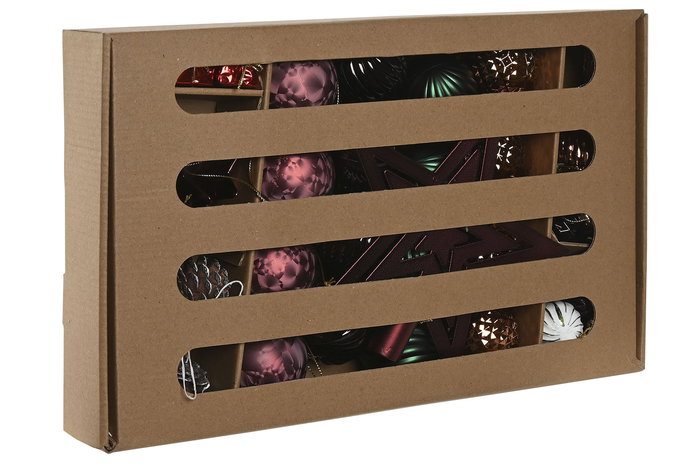 DKD Home Decor Bola Decoración Navidad Burdeos Verde 41x24.5x6.5 cm Set de 48 (4 Unidades)