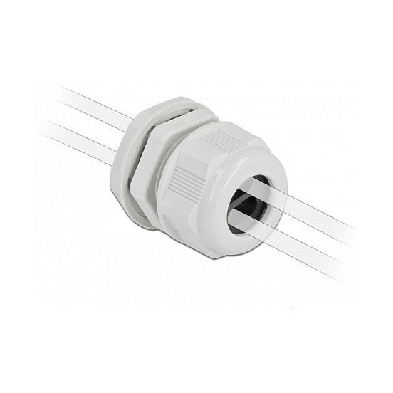 DeLOCK Prensaestopas PG21 para cable plano con dos entradas, Gris, 2 unidades